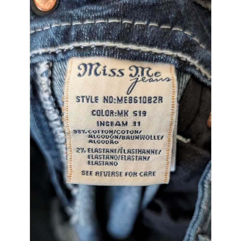 Miss Me Standard Boot Side Slit Embellished Jeans 25 Plaid Distressed Y2K Medium - Picture 11 of 11